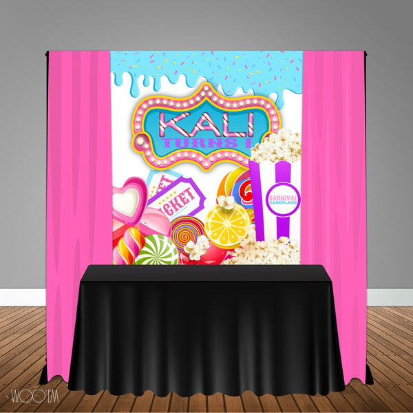 Carnival Circus Sweets Themed 5x6 Table Banner Backdrop/ Step & Repeat, Design, Print and Ship!