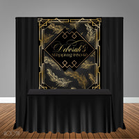 Gatsby Feathers 5x6 Table Banner Backdrop/ Step & Repeat, Design, Print and Ship!