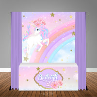 Unicorn 6X6 Table Banner Backdrop with 6ft Table Wrap/ Step & Repeat, Design, Print and Ship!