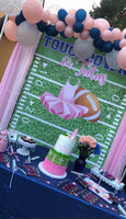 Touchdowns or Tutus Gender Reveal 5x6 Table Banner Backdrop/ Step & Repeat, Design, Print and Ship!