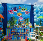 Baby Shark 6X6 Table Banner Backdrop with 6ft Table Wrap/ Step & Repeat, Design, Print and Ship!