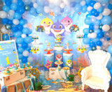 Baby Shark Themed 8x8 Banner Backdrop/ Step & Repeat, Design, Print and Ship!