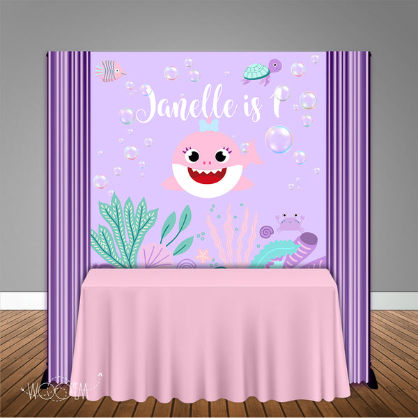 Purple Baby Shark 6x6 Banner Backdrop/ Step & Repeat Design, Print and Ship!