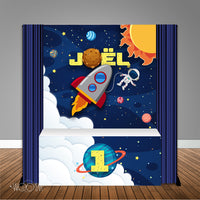 Space Trip Around Sun 6X6 Table Banner Backdrop with 6ft Table Wrap, Design, Print & Ship!