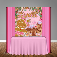 Pink Gingerbread Winter 5x6 Table Banner Backdrop/ Step & Repeat, Design, Print and Ship!