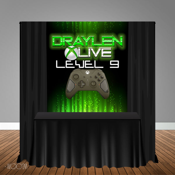Gamer Level Up 5x6 Table Banner Backdrop/ Step & Repeat, Design, Print and Ship!
